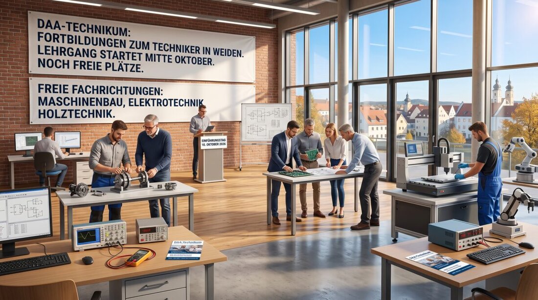 Weiden. In Weiden starten am 10. Oktober 2026 berufsbegleitende Fortbildungen zum Staatlich geprüften Techniker, für die es noch freie Plätze gibt. Angeboten werden Maschinenbau, Elektrotechnik und Holztechnik.