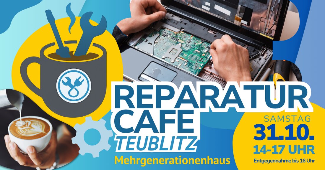 Teublitz. Am 31. Oktober 2026 öffnet das Reparatur-Café im Mehrgenerationenhaus von 14 bis 17 Uhr, Annahmeschluss ist 16 Uhr. Unter dem Motto „Gemeinsam reparieren statt wegwerfen“ sind alle Bürgerinnen und Bürger eingeladen.