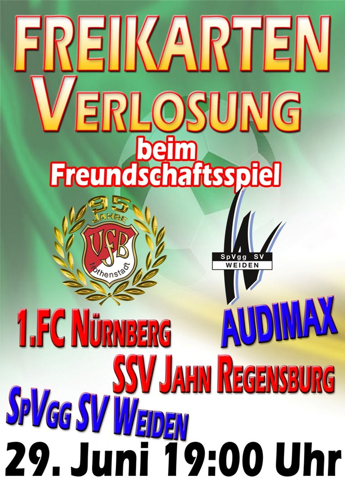 Rothenstadt. Für Mittwoch, 19:00 Uhr organisiert Abteilungsleiter Charly Aldermann ein weiteres Highlight im 95. Jubiläumsjahr des VfB Rothenstadt. Als Gegner seiner A-Klassenmannschaft konnte er die Bayernligaelf der SpVgg SV Weiden [&hellip;]