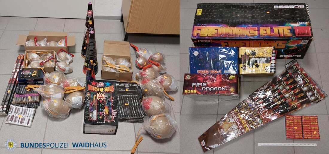 Waldsassen. Die Bundespolizeiinspektion Waidhaus hat am Wochenende vom 19. bis 21. Dezember Grenzkontrollen durchgeführt. Dabei stellten die Einsatzkräfte in 18 Fällen rund 120 Kilogramm illegal eingeführte Feuerwerkskörper aus Tschechien sicher. Die Kontrollen betrafen den Grenzbereich bei Waldsassen.