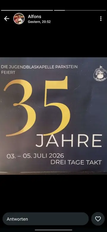 Feier zu 35 Jahren der Jugendblaskapelle in Parkstein