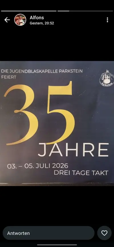 Feier zu 35 Jahren der Jugendblaskapelle in Parkstein