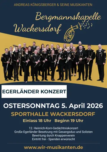 Bergmannskapelle lädt zum Festkonzert am Ostersonntag in Wackersdorf