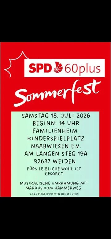 Gemeinschaft erleben beim Sommerfest der SPD 60plus in Weiden