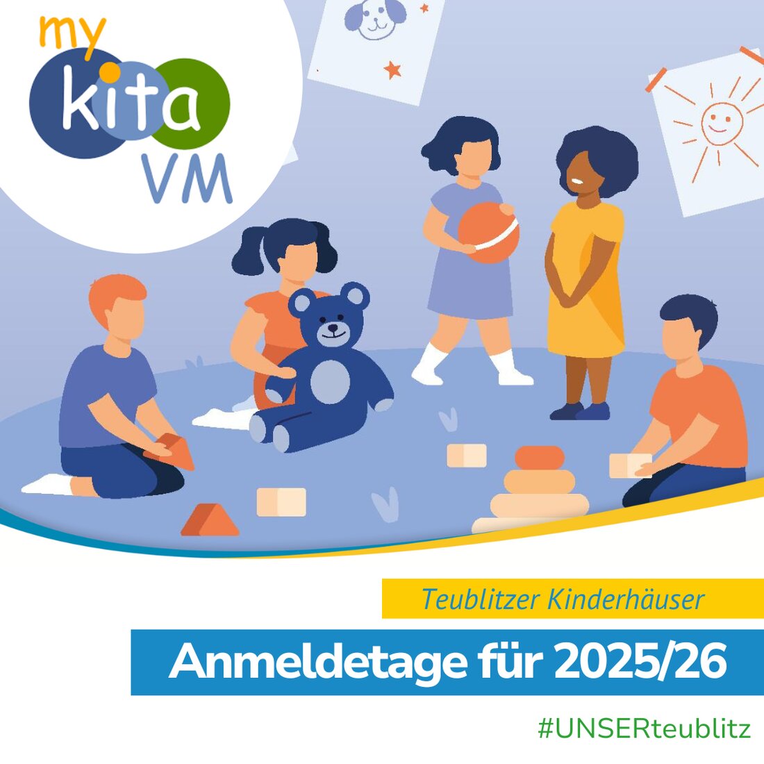 Teublitz. Anmeldebeginn für das Kindergartenjahr 2025/26 startet mit Tagen der offenen Tür ab dem 15. Januar und Online-Anmeldung über die Plattform "mykitaVM" ab dem 1. Februar.