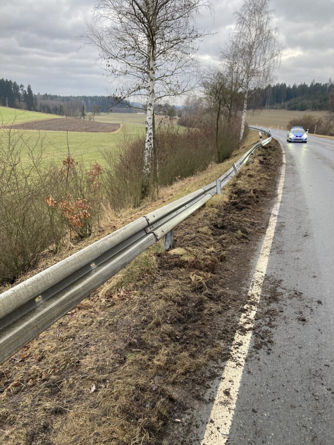 Püchersreuth. Ein Audi-Fahrer verursachte um 4.30 Uhr einen Unfall auf der Staatsstraße 2172 und flüchtete. Der Sachschaden: 5.000 Euro. Bild: PI Neustadt a.d.Waldnaab, Franz, PHK