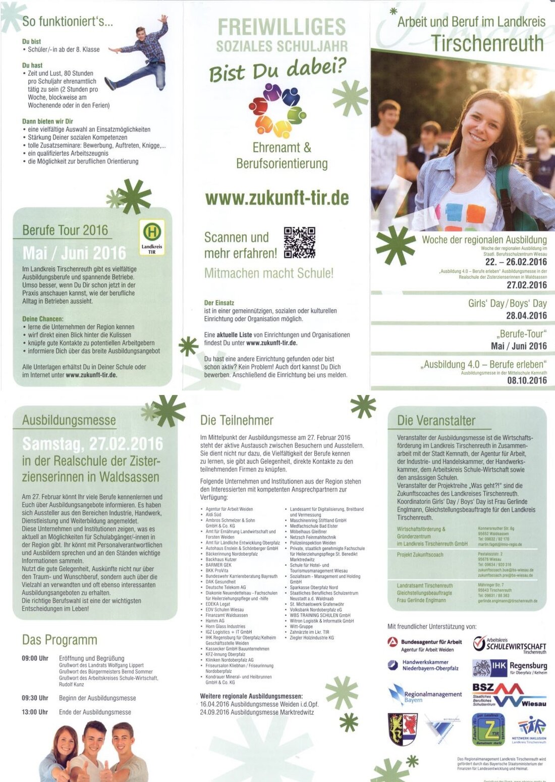Waldsassen. Zahlreiche Schüler nutzten am heutigen Samstag Vormittag die Chance, sich bei der Ausbildungsmesse in der Mädchenrealschule Waldsassen über potentielle Berufsmöglichkeiten zu informieren.  47 Aussteller, darunter Betriebe verschiedenster Fachrichtungen sowie Berufsfachschulen [&hellip;]