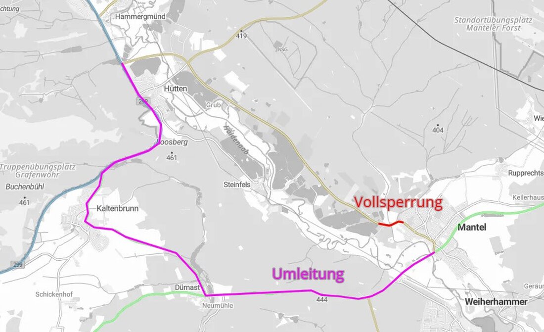 Mantel. Der Bau der Ortsumgehung an der Kreisstraße NEW 21 hat begonnen. Nach den Pfingstferien sind Sperrungen geplant. Die rund 900 m lange Strecke entlastet den Ortskern; Bauherr ist das Staatliche Bauamt Amberg-Sulzbach.
