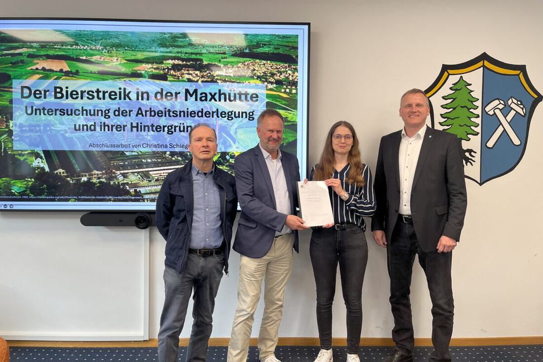 Maxhütte-Haidhof. 1960 führte eine Begrenzung des Bierkonsums in der "Maxhütte" zum einzigen bundesweit bekannten "Bierstreik". Christina Schlegel präsentierte ihre Hausarbeit darüber, betont die Bedeutung des Biers als Identifikationsmittel der Stahlarbeiter.