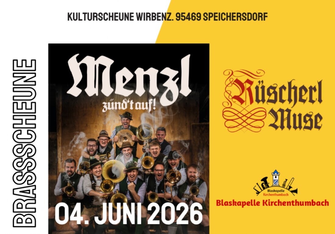 Speichersdorf.
Verein der Kulturscheune Wirbenz lädt in Speichersdorf, Kulturscheune Wirbenz zu einem besonderen Kulturereignis ein und sorgt als engagierter Veranstalter vor Ort für Atmosphäre, Begegnung und regionale Kultur.
Sichere dir jetzt dein Ticket bequem online über okticket.de.