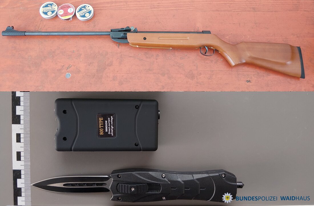 Waidhaus. Grenzkontrollen in Waidhaus und Waldsassen förderten verbotene Waffen zutage. Ein 20-Jähriger hatte ein loses Luftgewehr und viel Munition; ein 18-Jähriger führte ein Elektroimpulsgerät und ein Springmesser.