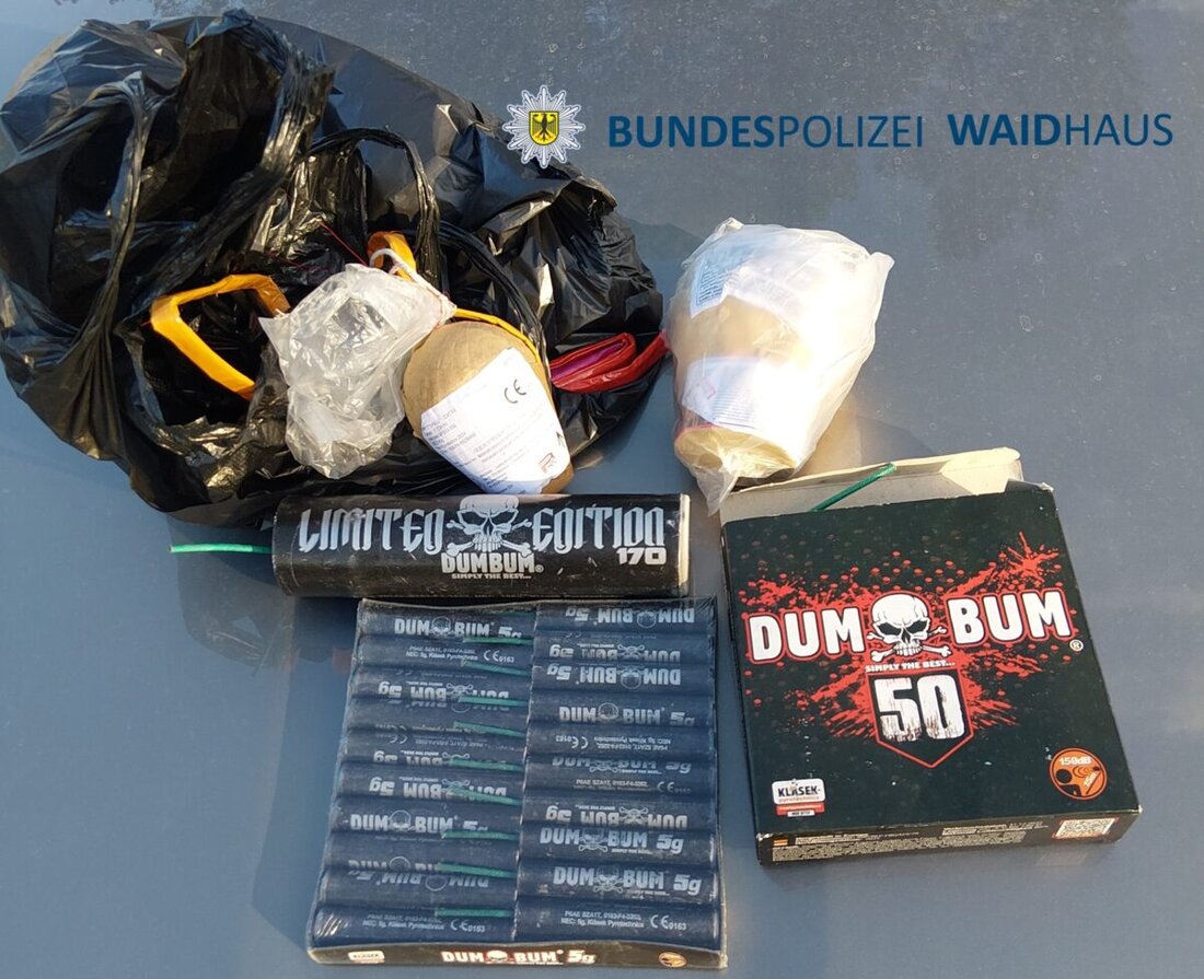 Waidhaus. Bei Kontrollen an der A6 stoppte die Bundespolizei am 27. März einen 54-jährigen Mann mit verbotenen Feuerwerkskörpern der Kategorie F4. Die Pyrotechnik wurde sichergestellt und ein Strafverfahren eröffnet.