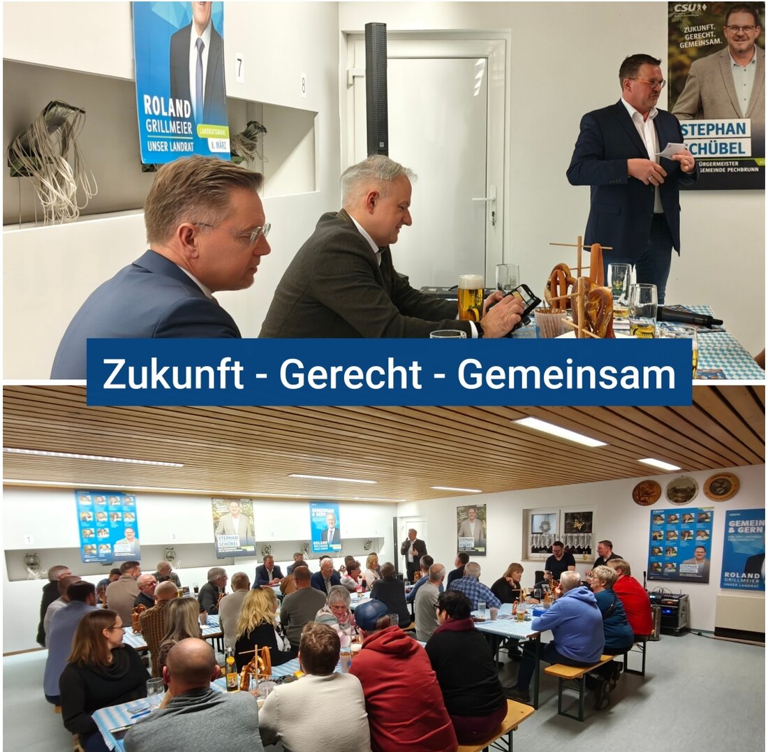 Pechbrunn. Der CSU-Ortsverband lud ins Schützenheim Groschlattengrün zur Kandidatenvorstellung für Bürgermeister- und Gemeinderatswahl. Stephan Schübel bilanzierte Projekte; Tobias Reiß und Roland Grillmeier waren zu Gast.