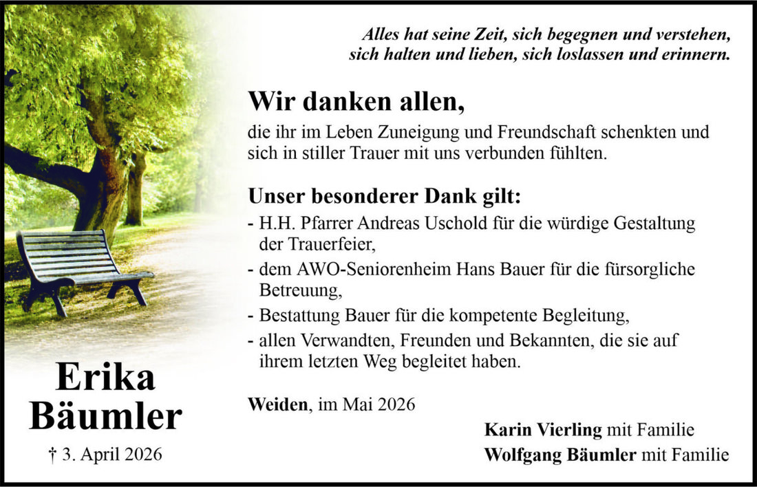 Begleitet durch: Bestattung Bauer - Weiden