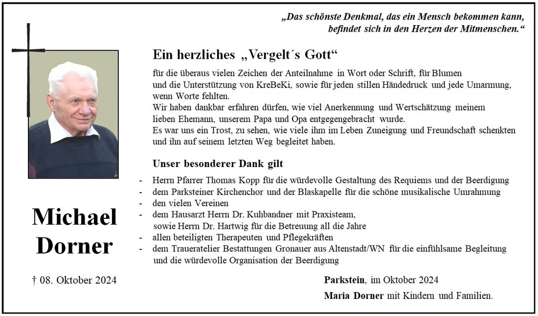 Begleitet durch: Bestattung Gronauer - Altenstadt/WN