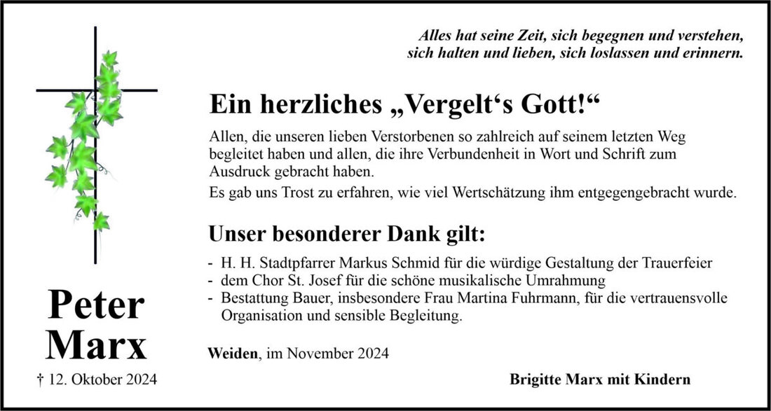 Begleitet durch: Bestattung Bauer - Weiden