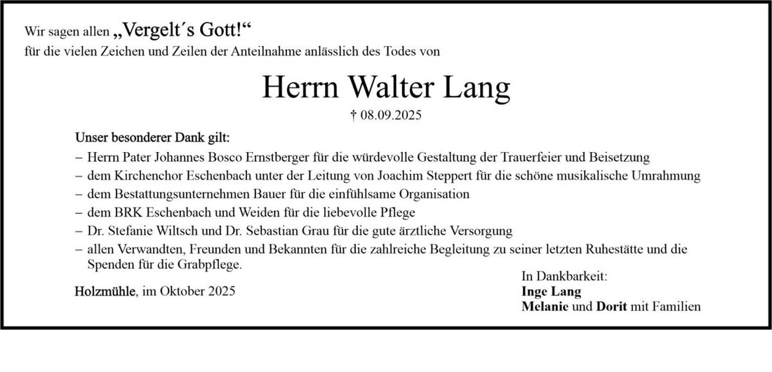 Begleitet durch: Bestattung Bauer - Weiden