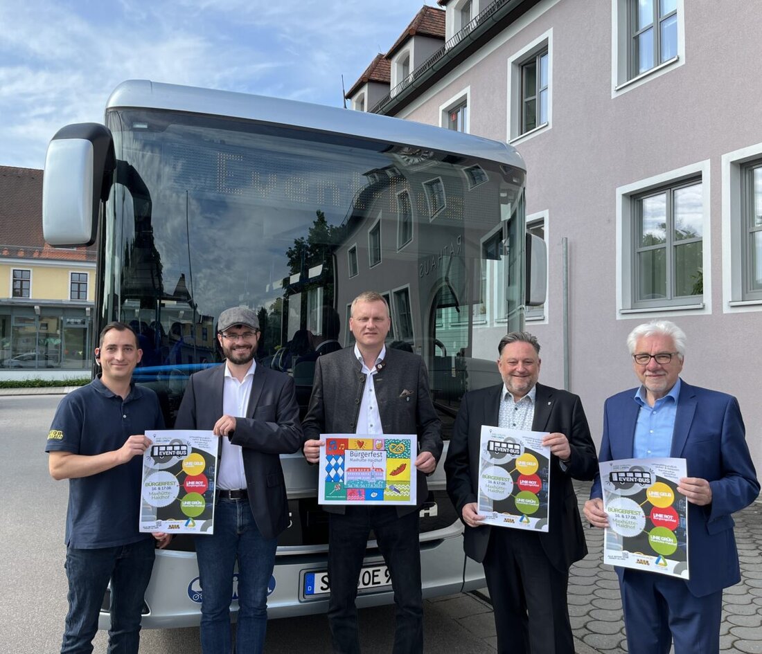Maxhütte-Haidhof. Der Event-Bus zum Bürgerfest am 16. und 17. August 2025 wird kostenlos zwei Busse einsetzen, um die Bürger des Städtedreiecks zu befördern. Es gibt drei Linien mit unterschiedlichen Farbkonzepten für die Städte Burglengenfeld, Teublitz und Maxhütte-Haidhof.