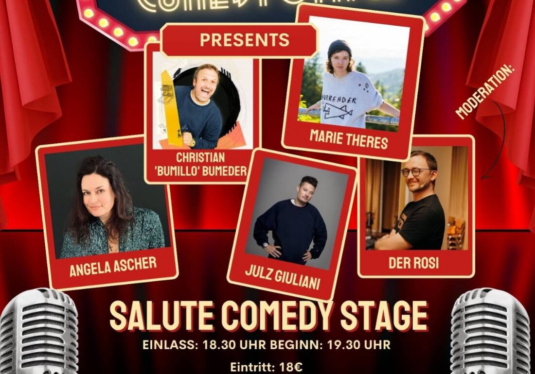 Weiden. Erlebe einen unvergesslichen Comedyabend im Salute Club mit vier erstklassigen Künstlerinnen und Künstlern, moderiert von Stephan 'Rosi' Rosner. Tickets für dieses Humor-Feuerwerk am 6. April 2025 sind auf okticket.de erhältlich.
