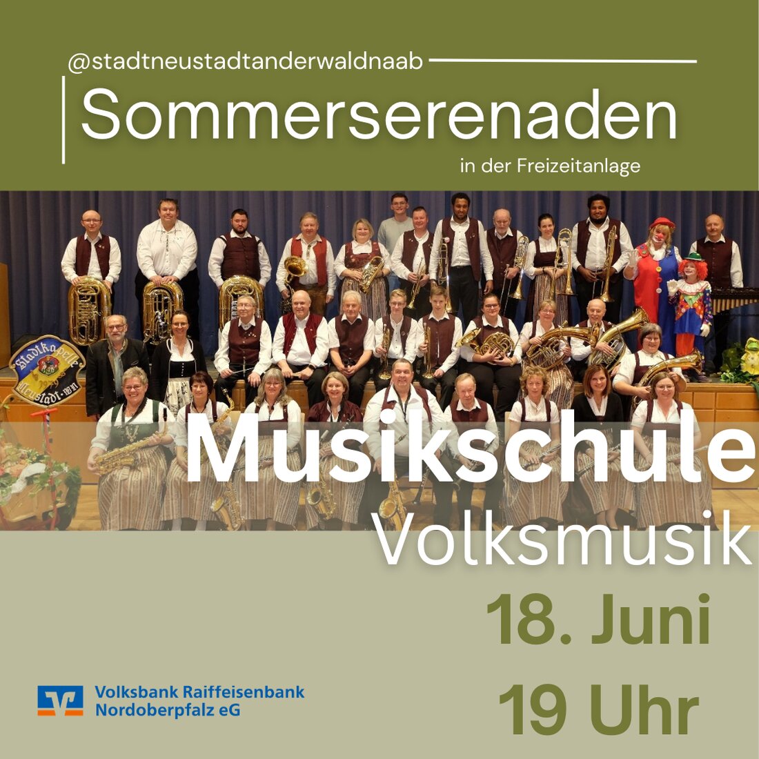 Neustadt/WN. Am 18. Juni 2026 lädt die erste Sommerserenade der Musikschule um 19 Uhr in die Freizeitanlage in der Gramaustraße 36 ein. 32 Musiker bieten ein vielseitiges Programm und eröffnen stimmungsvoll die beliebte Reihe.