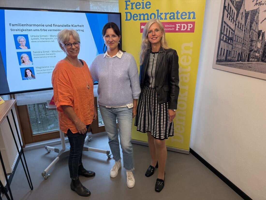 Weiden. Der Vortrag Familienharmonie & finanzielle Klarheit füllte das Café Frieden und drei Expertinnen gaben Tipps zu Vermögensübergabe, Immobilien und Familie. Weitere Termine sind geplant.