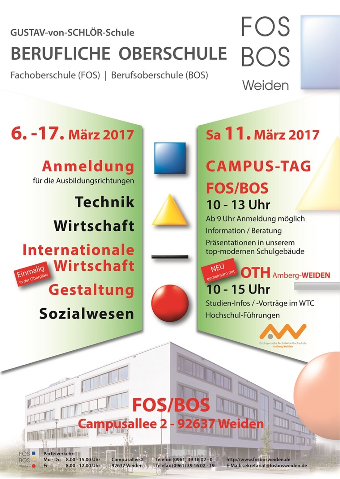 Weiden. Die Gustav-von-Schlör-Schule, besser bekannt als FOS/BOS, startet bald wieder in ein neues Schuljahr. Ab dem 6. März sind also wieder Anmeldungen möglich. Um einen tieferen Einblick in das Schulleben [&hellip;]