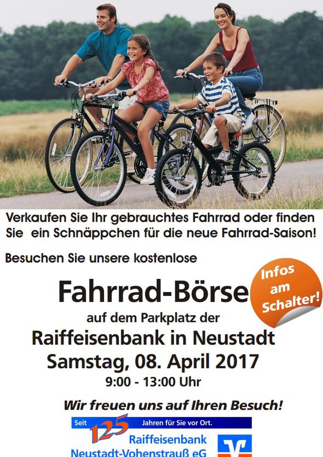 Neustadt/WN. Die Fahrrad-Saison startet wieder in eine neue Runde. Ihr wollt euer altes Rad verkaufen oder euch einfach nach einem Schnäppchen umsehen? Dann schreibt euch den Termin von der Fahrrad-Börse [&hellip;]