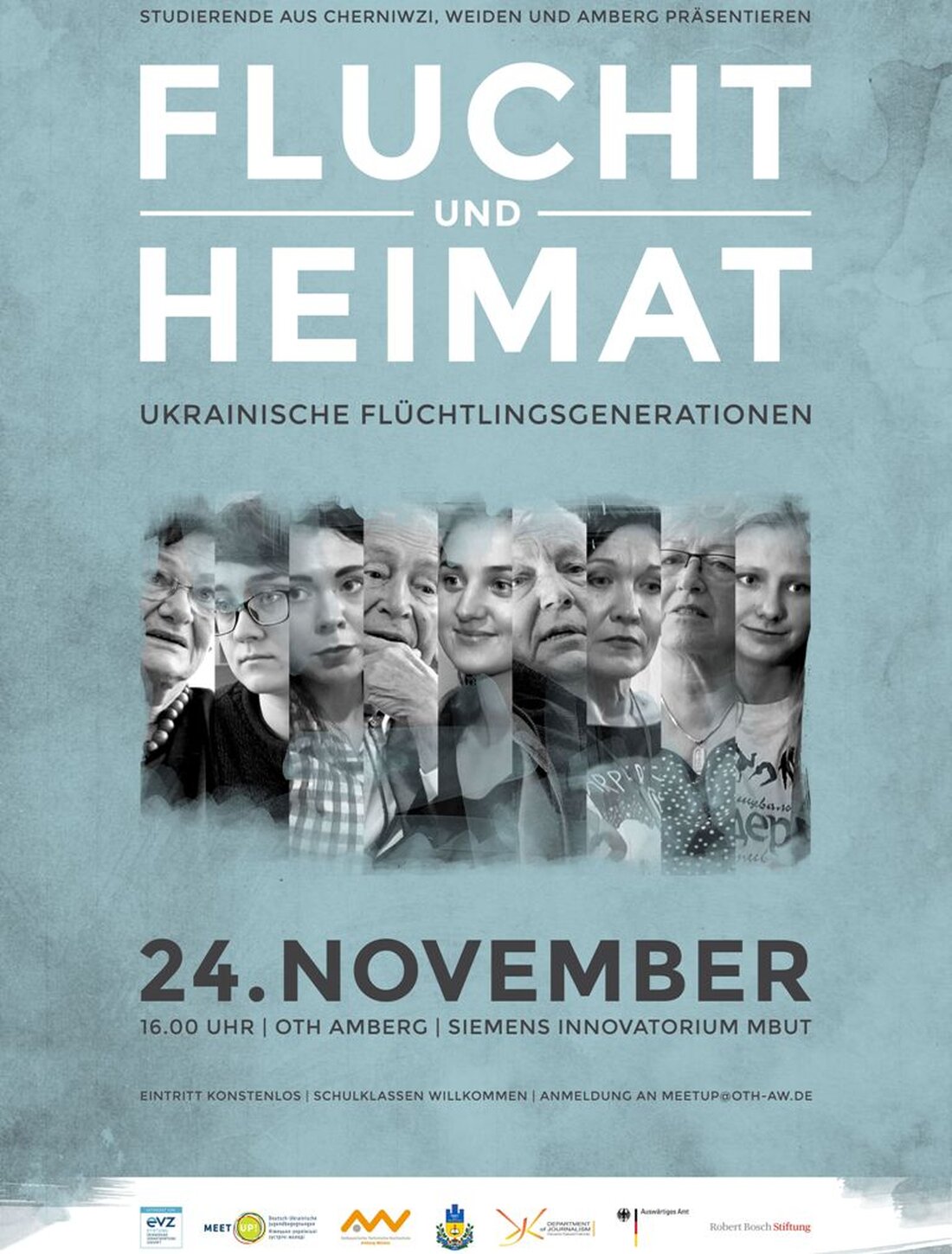 Weiden/Amberg. Studierende der OTH Amberg-Weiden haben zusammen mit der Nationalen Yurij Fedkowitsch Universität eine Dokumentation erstellt. Am 24. November zeigen die Studenten den Film “Flucht und Heimat: ukrainische Flüchtlingsgenerationen in historischen Dimensionen” [&hellip;]