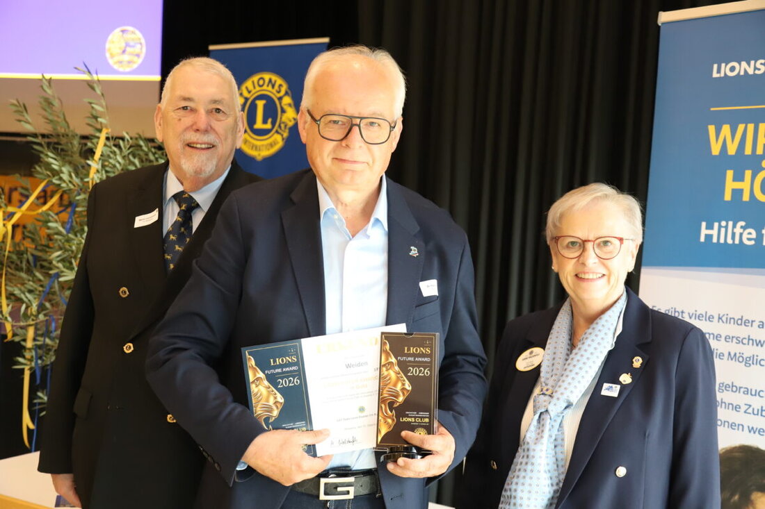 Weiden. Der Lions Club Weiden ist bei der Distriktversammlung in Straubing erneut mit dem Lions Future Award 2026 in Gold ausgezeichnet worden. Pastpräsident Dr. Franz Wach nahm die Ehrung entgegen, gewürdigt wurden erfolgreiche Aktionen.
