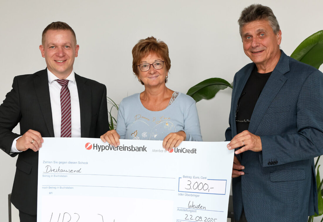 Weiden. Die HypoVereinsbank spendet zum 60-Jährigen des HPZ Irchenrieth 3000 Euro, aufgeteilt mit je 1000 Euro an Verein, Wohnstätten und Werkstätten zur Förderung inklusiver Projekte.