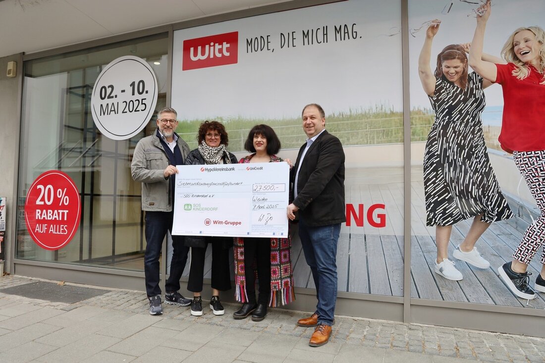 Weiden. Die Witt-Gruppe hat bei ihrer 20. Weihnachtsaktion im Herbst/Winter 2024 Geld für den SOS-Kinderdorf e.V. gesammelt. Mit dem auf 27.500 Euro aufgestockten Erlös unterstützt das Weidener Unternehmen das Projekt „Ambulante Hilfen“ von SOS-Kinderdorf Oberpfalz. 