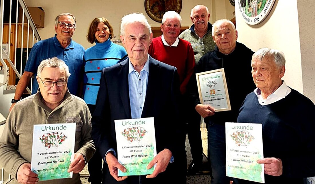 Weiden. Die Kartenfreunde „Grüne Au“ ehrten bei ihrer Jahreshauptversammlung Vereinsmeister und ein langjähriges Mitglied. Schafkopfen boomt mit zwölf Tischen; nächster Preisschafkopf am 20. Februar.