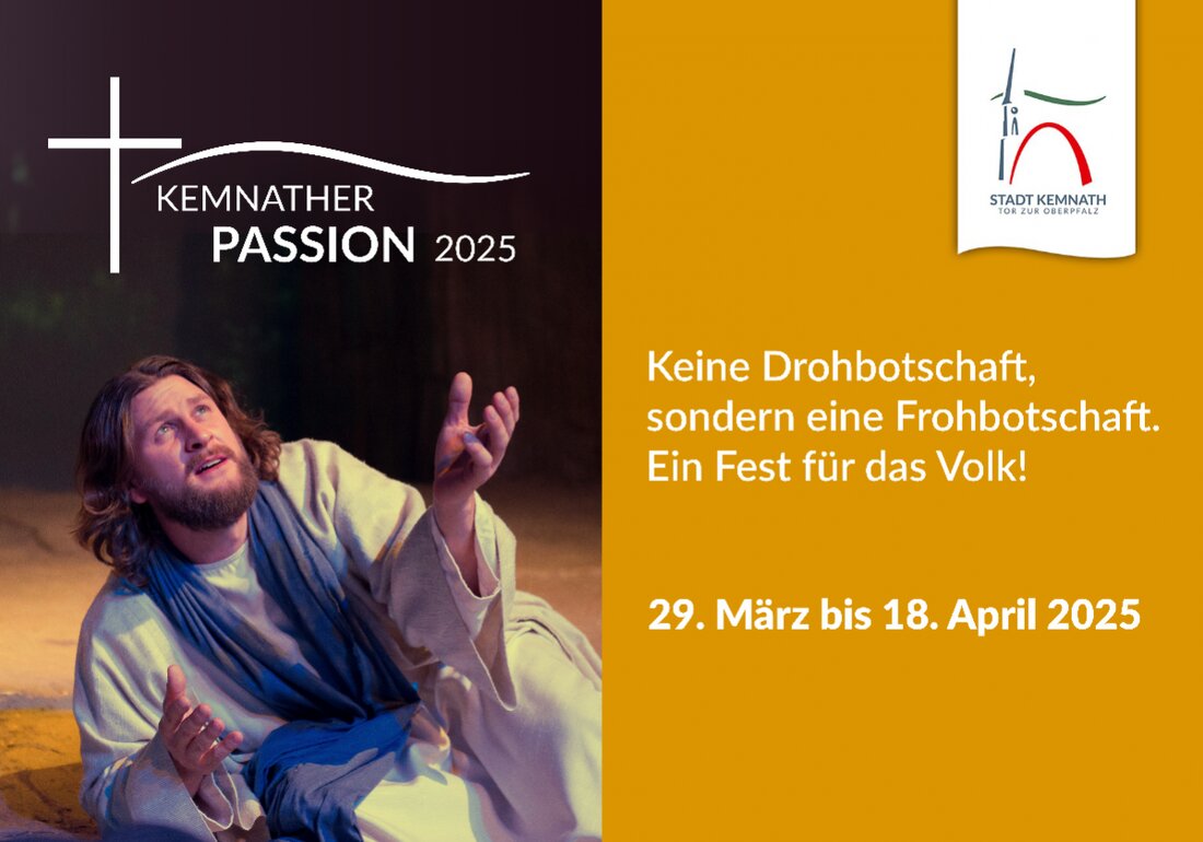 Kemnath. Die Stadt Kemnath präsentiert in der Mehrzweckhalle die "Kemnather Passion 2025", eine emotionale Darstellung der Leidensgeschichte Jesu durch Laienspieler, die Tradition und Kultur tief in der Gemeinschaft verankert. Die Aufführungen reflektieren die spirituelle Tiefe der Passionszeit und betonen die Botschaft von Stärke, Mut und Frieden. Tickets sind online auf okticket.de verfügbar.
