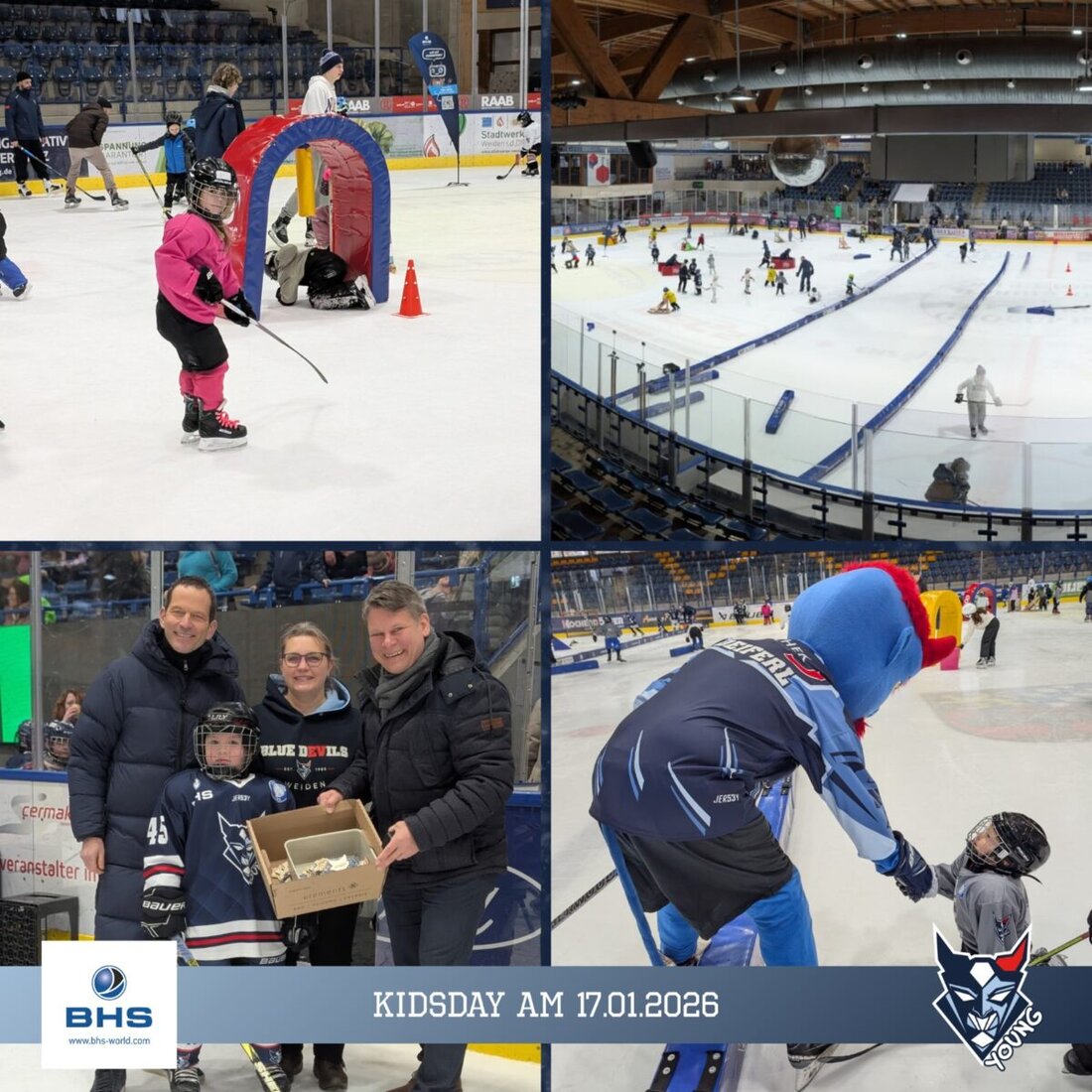 Weiden. Am 17. Januar 2026 lockte der zweite Kids Day, unterstützt von BHS Anlagen- und Maschinenbau, knapp 80 Kinder aufs Eis. Deiferl und Profi Paul Vinzens sorgten für Spaß, zum Schluss gab es Medaillen von Woodyfy.