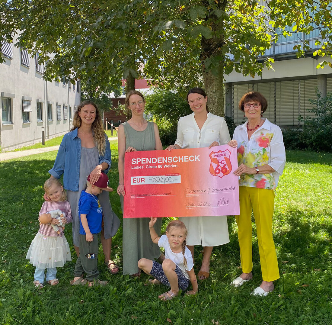 Weiden. Der Ladies Circle 66 spendet 4.500 Euro aus dem Erlös ihrer Bürgerfest-Tombola an den Förderverein für Schwerkranke. Das Geld unterstützt vielfältige Projekte wie Palliativmedizin und sozialpädiatrische Dienste in Weiden.