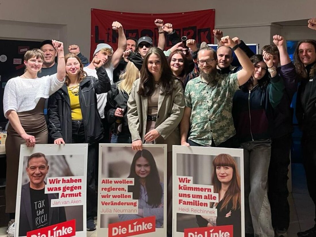Weiden, 23. Februar 2025: DIE LINKE feiert ein starkes Bundestagswahlergebnis von 8,8% und die deutliche Zugewinne im Wahlkreis, dank intensivem Wahlkampf mit Julia Neumann. Über 500.000 Gespräche bundesweit, Kernthemen wie bezahlbare Mieten, förderten den Erfolg.
