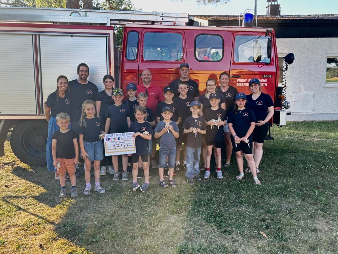 Meerbodenreuth. Einen Monat nach einem Spendenlauf, bei dem 140 Kinder teilnahmen, spendete die Kinderfeuerwehr 2.750 € an die Kinderkrebshilfe Oberpfalz Nord. Der Betrag wurde durch Startgebühren und den Verkauf von Essen und Getränken gesammelt.