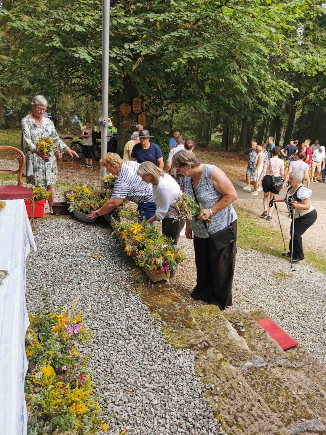 Heinersreuth. Am Mariä Himmelfahrtstag wurden an der Heinersreuther Waldkapelle Kräuterbüschel gesegnet und eine Marienbildnis-Aktion gestartet.