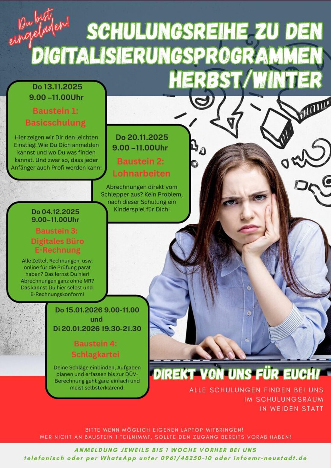 Weiden. Der Maschinenring startet im Herbst/Winter eine Schulungsreihe zu digitalen Anwendungen und lädt zum Frauenfrühstück am Donnerstag, 30. Oktober, von neun bis ca. zwölf Uhr ein.