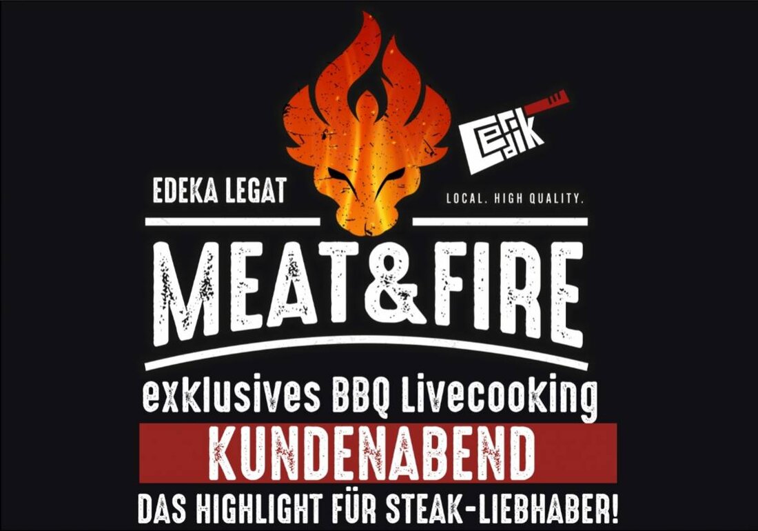 Waldsassen. Im "E center Legat" in Waldsassen findet am 18. Juli 2025 das Event "Meat&Fire - exklusives BBQ Livecooking" mit Fleischsommelier, Grillexperte und Metzgermeister Cedrik Legat statt. Erlebe ein Mehr-Gänge-Menü aus Premium-Steaks mit Grill- und Garmethodentipps in einer entspannten Atmosphäre. Tickets sind über okticket.de erhältlich.