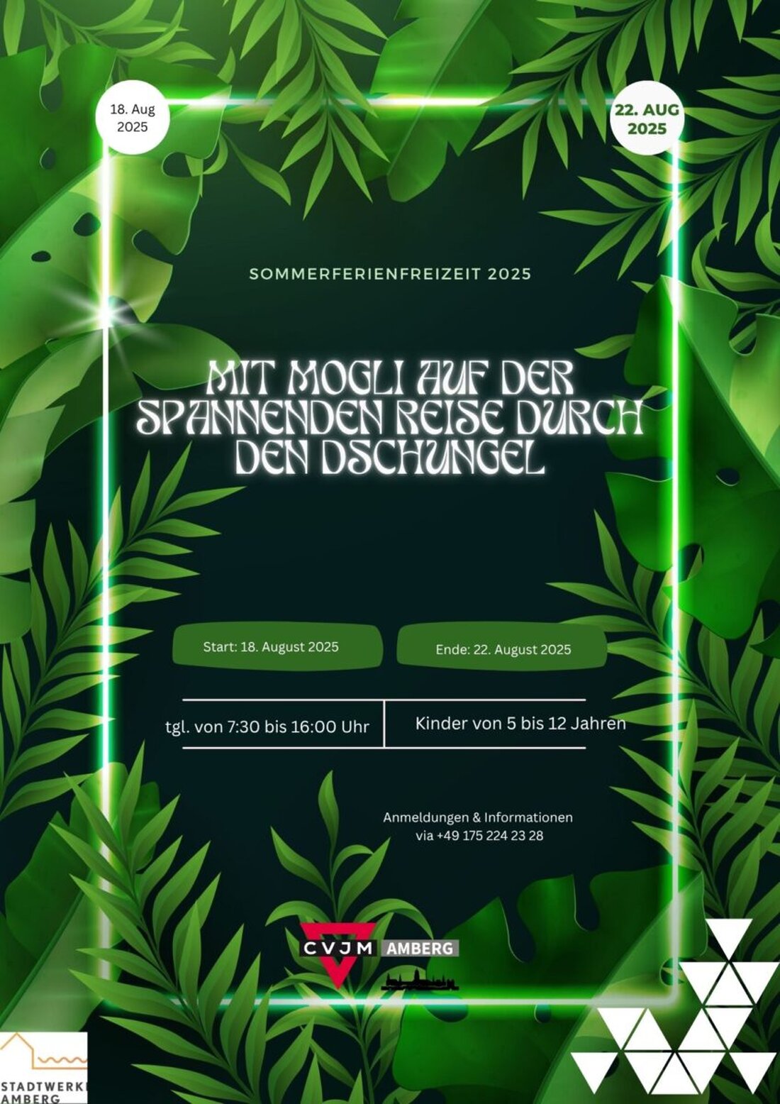 Amberg. Auch 2025 gibt es beim CVJM Amberg e. V. eine Kinderfreizeit. Dieses Jahr geht es zu Mogli, Balu und ihren Freunden aus dem Dschungelbuch. 