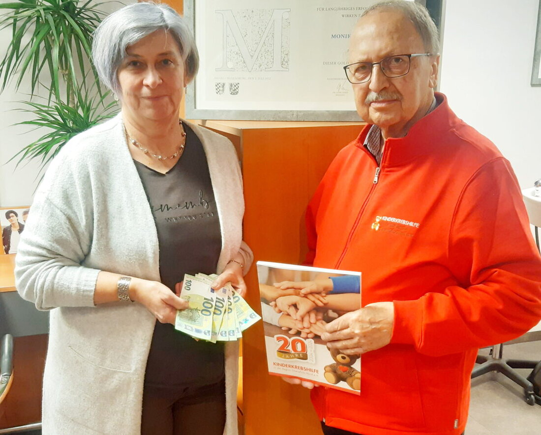 Königstein. Monika Scharrer spendet 600 Euro an die Kinderkrebshilfe Oberpfalz-Nord und setzt damit zum zehnten Mal ein starkes Zeichen.  