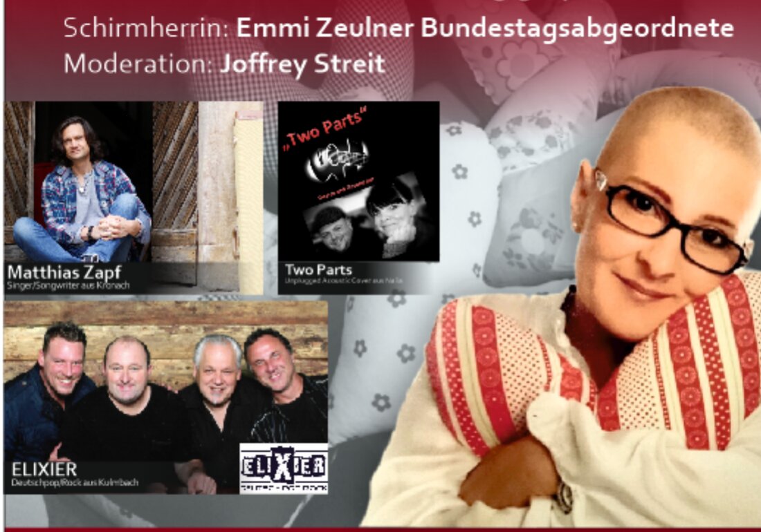 Himmelkron. Am 2. Oktober 2025 um 19.00 Uhr lädt Sandra Krug in die Himmelkron, Frankenfarm Event Arena zum Benefizabend anlässlich des 10-jährigen Jubiläums der Herzkissenaktion am Klinikum Kulmbach ein. Ticket gibt es online auf okticket.de.