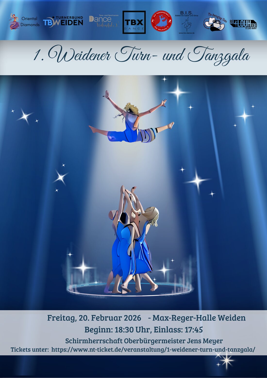 Weiden. Am 20. Februar 2026 steigt die 1. Weidener Turn- und Tanzgala in der Max-Reger-Halle. Acht Vereine zeigen Ballett, Hiphop und spektakuläre Akrobatik.