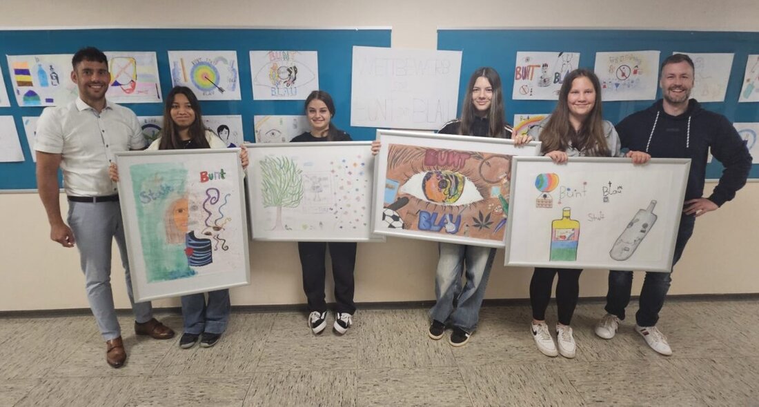 Pressath. Vier Mittelschülerinnen wurden für ihre Teilnahme am Wettbewerb "bunt statt blau" gegen exzessiven Alkoholkonsum geehrt. Trotz fehlendem Bundespreis schätzte die DAK ihr Engagement mit Geschenken und eingerahmten Werken.