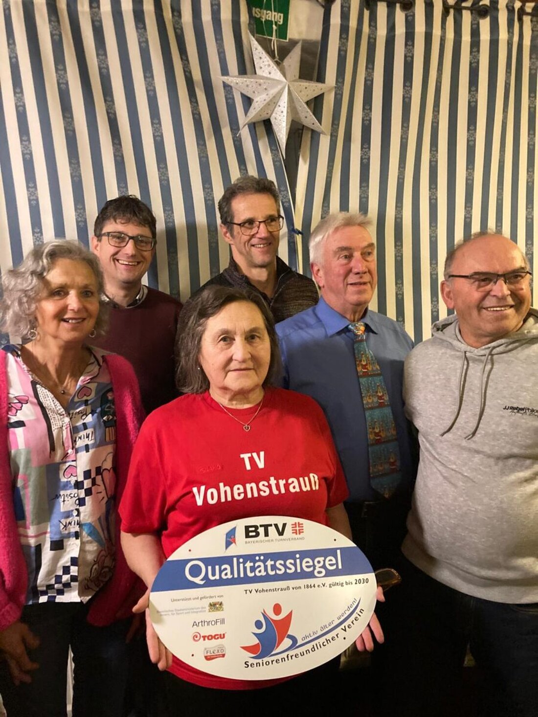 Vohenstrauß. Der TV Vohenstrauß 1864 erhält zum dritten Mal das Qualitätssiegel „Seniorenfreundlicher Verein“ des BTV; seit 2018 wird es alle vier Jahre vergeben. Qualifizierte Übungsleiter und Angebote belegen das Engagement.