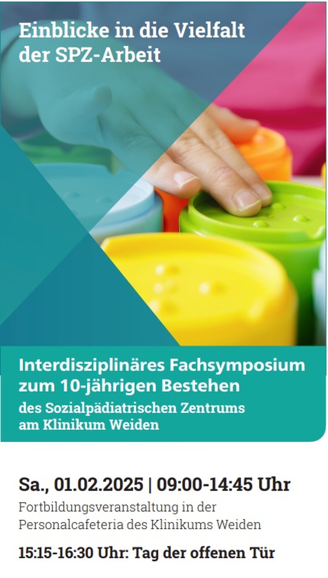Am Samstag, 1. Februar, lädt das Sozialpädiatrische Zentrum Weiden zum Fachsymposium und Tag der offenen Tür.
