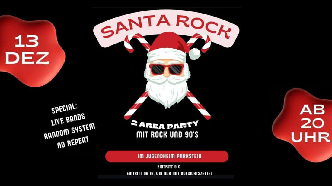 Parkstein. Am 13. Dezember 2025 wird das Jugendheim zur Bühne für „Santa Rock“.  Einlass ab 20 Uhr.