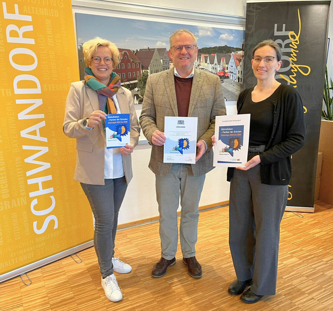Schwandorf. Die Stadtbibliothek Schwandorf wurde mit dem Gütesiegel "Bibliotheken - Partner der Schulen" für 2024-2026 ausgezeichnet, dank intensiver Zusammenarbeit mit Schulen in der Leseförderung und Bildungsunterstützung.
