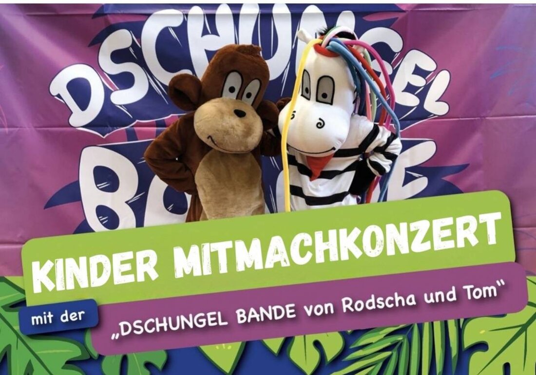 Pressath.
Der Förderkreis TSV Pressath präsentiert in Pressath, Stadthalle Pressath die Dschungel-Show von Rodscha und Tom mit Musik, Tanz und tierischen Freunden am 4. Oktober 2026 um 14.00 Uhr, und Kinder unter 2 Jahren haben freien Eintritt.
Ein Ticket gibt es auf okticket.de.